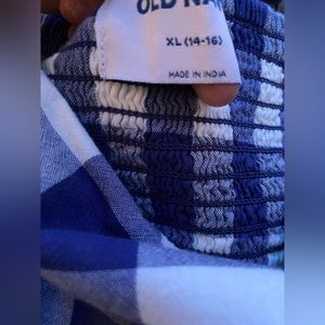long plaid blue dress old navy kids size XL